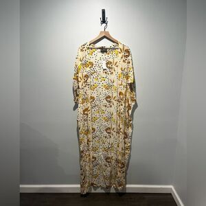 Anthropologie x Bel Kazan Cream Gold and Yellow Floral Duster OS NWT